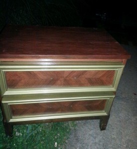 A nightstand I got from salvation army to build a 4 drawer storage unit for the skateboard shop of Rayzor Tattoos