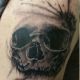 Realistic Skull Spatter - Rayzor Tattoos - Harrisburg Tattoo Studio - AJ Weaver - Tattoo Artist