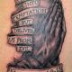 Praying Hands Ribbon - Rayzor Tattoos - Hershey Tattoo Shop - Ray Young