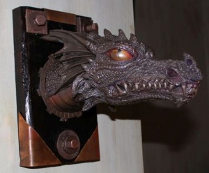 Mounted Steampunk Dragon Head for my private tattoo room.