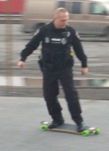 Art riding his newly acquired Longboard 